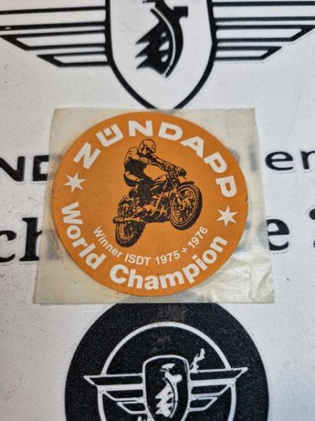 Zündapp Original Wassertransfer - Bild / Lackfilm - World Champion 1975 + 1976
